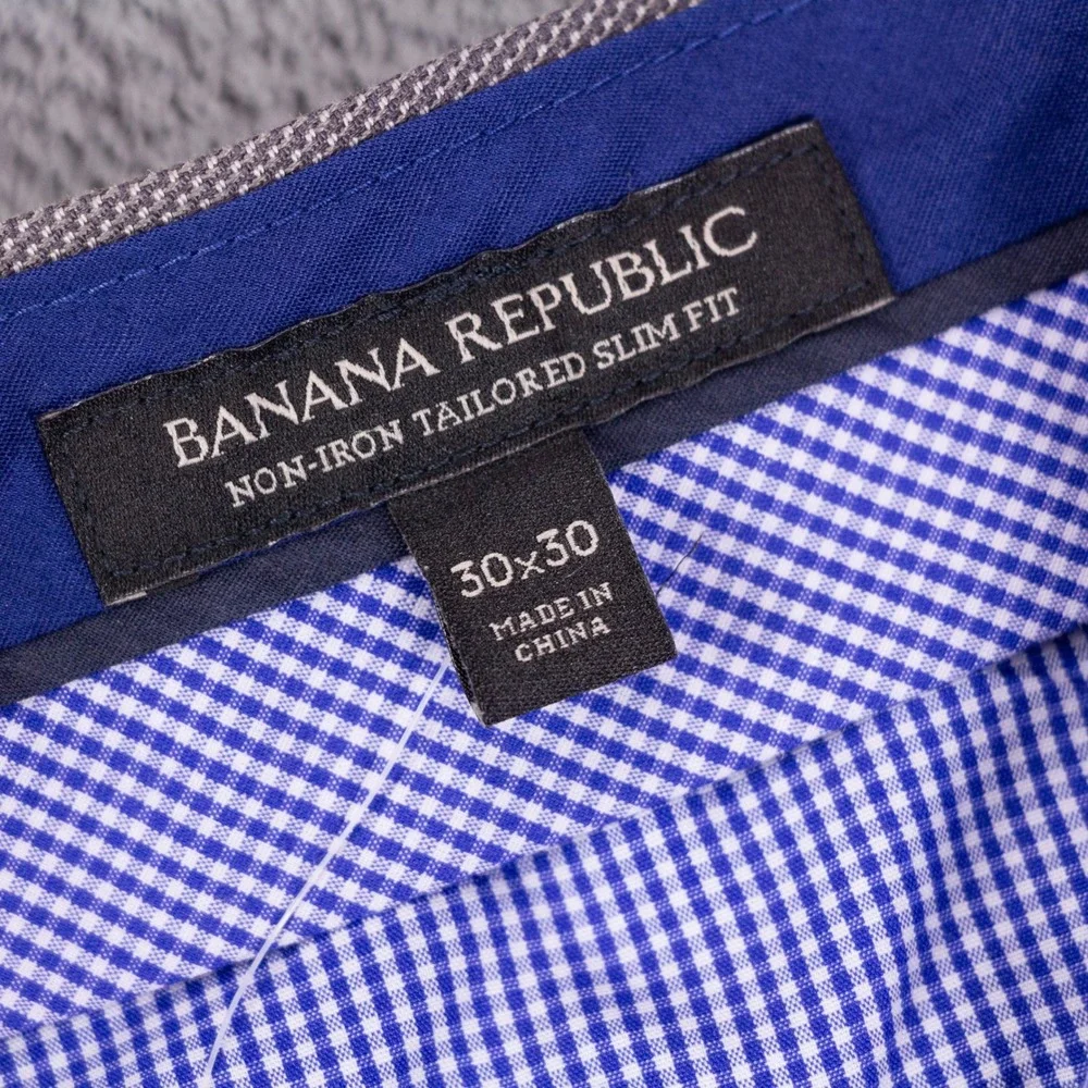 NWT Banana Republic Dress Pants Tailored Slim Fit Mens 30x30 Gray Cotton